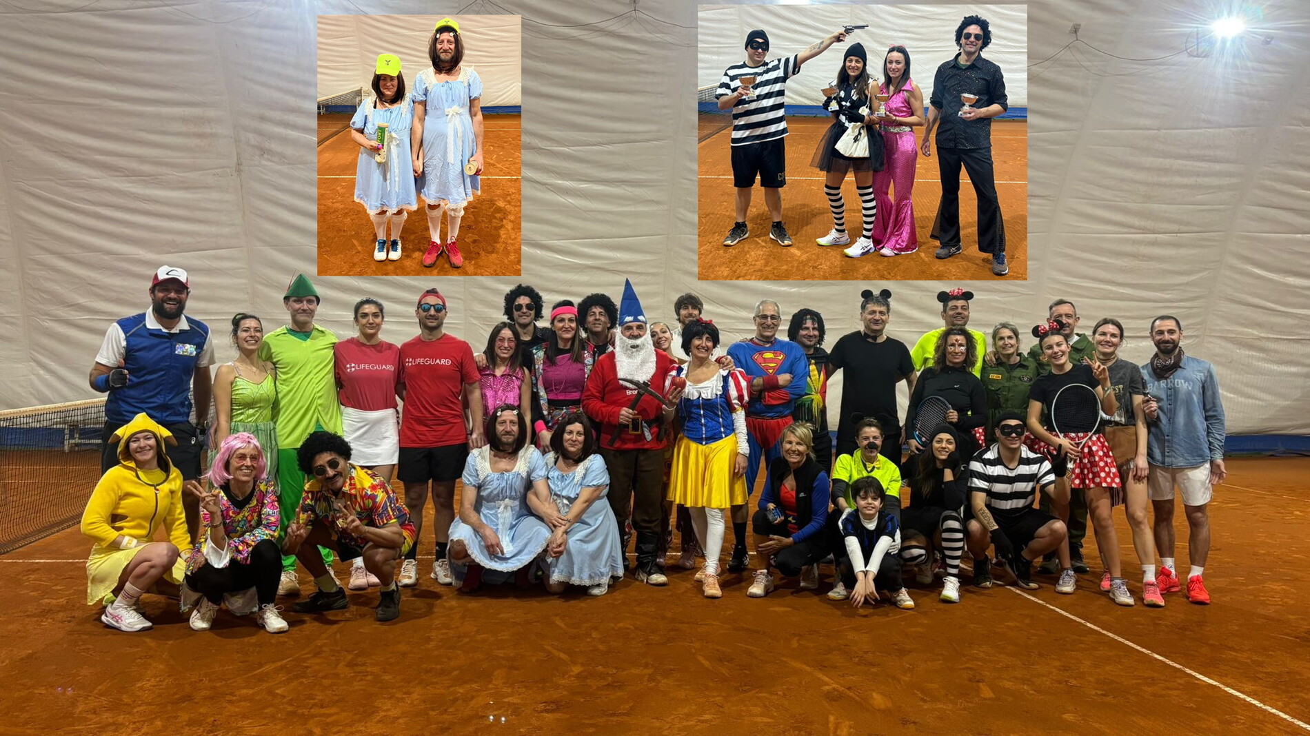 TORNEO DI CARNEVALE AL BRIXIA TENNIS: COSTUMI E COMPETIZIONE TRA SEDICI COPPIE INCREDIBILI